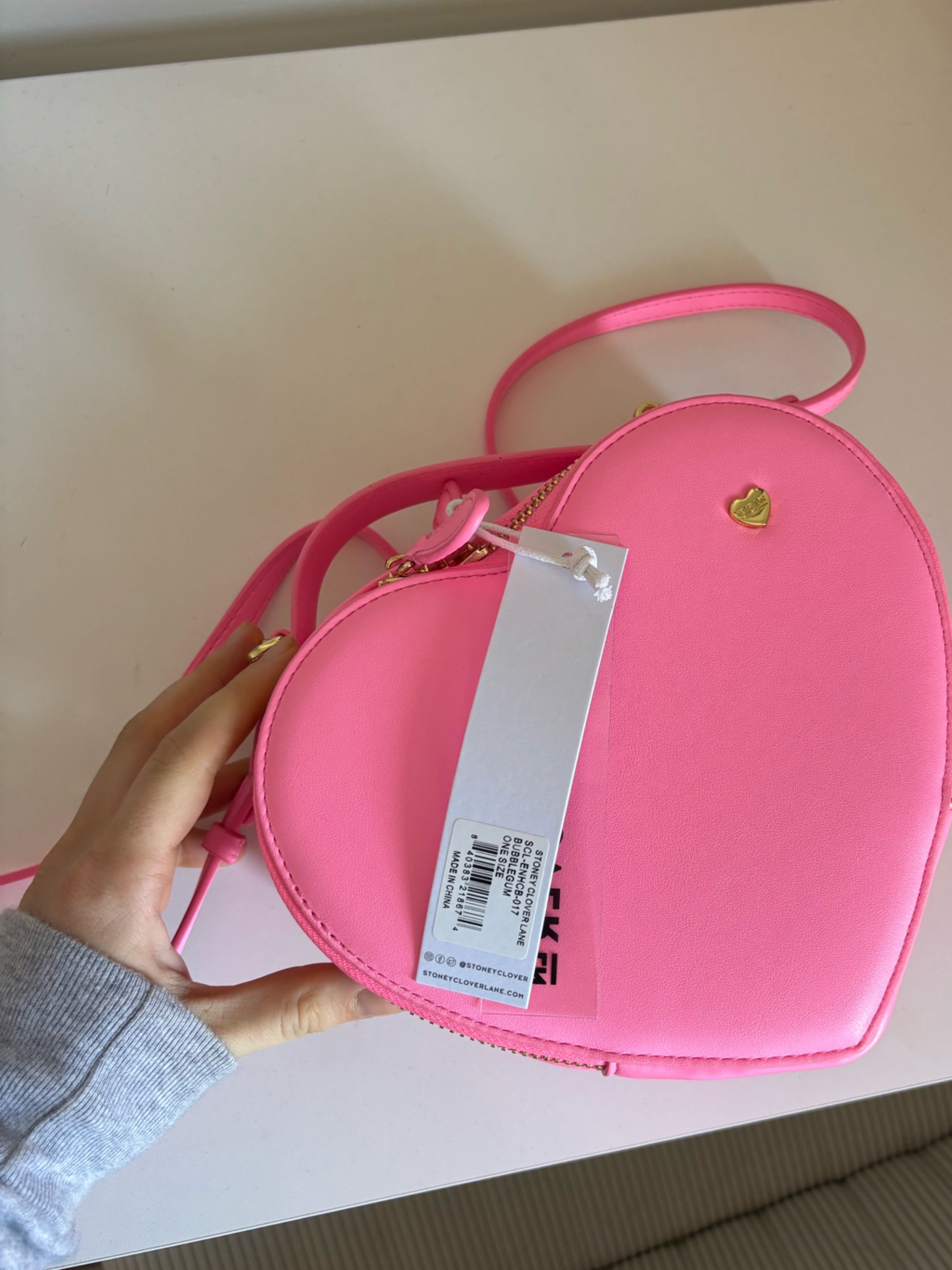 Stoney Clover Lane Hot Pink Heart Crossbody With Gold Accent